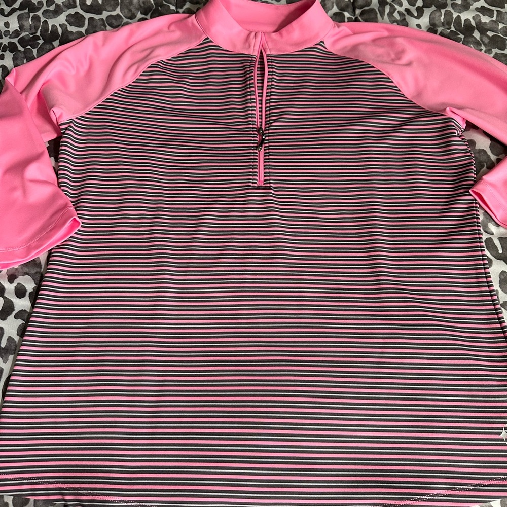 JoFit stripe 1/4 zip golf top Sz XL